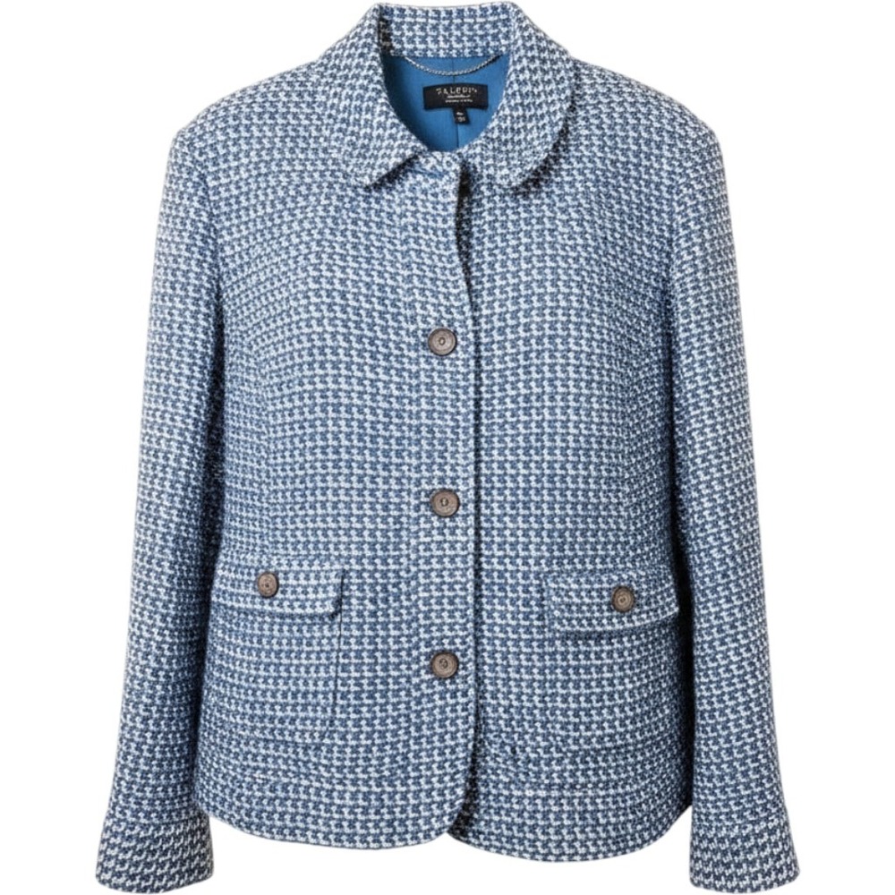 Talbots Woman Petites 18W Blue Gray Tweed Wool Blend Blazer Jacket